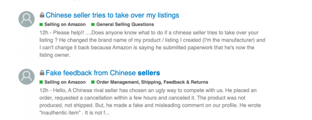 Chinese seller Amazon blamed
