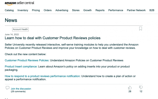 amazon review policies reminder